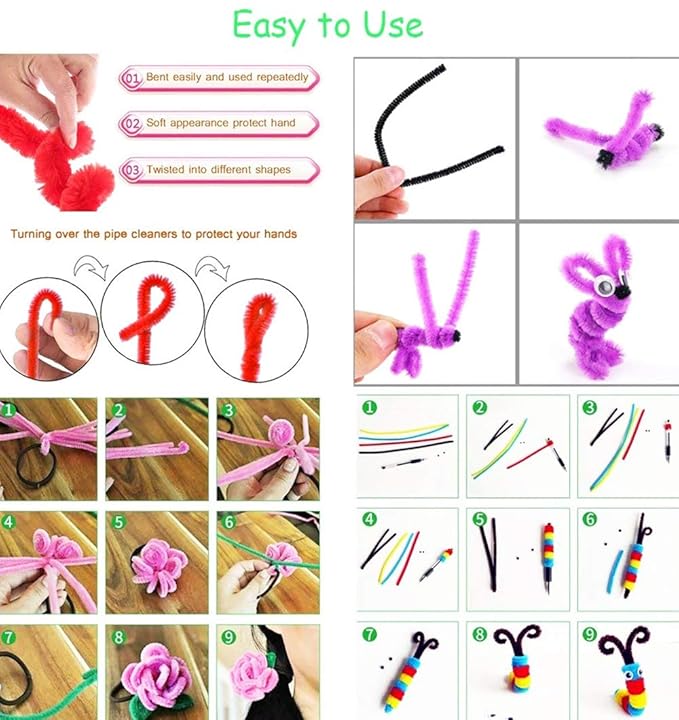Asian Hobby Crafts Kids Pom Pom Crafts Kit With 50x Pipe Cleaners | Diy Art&crafts Projects