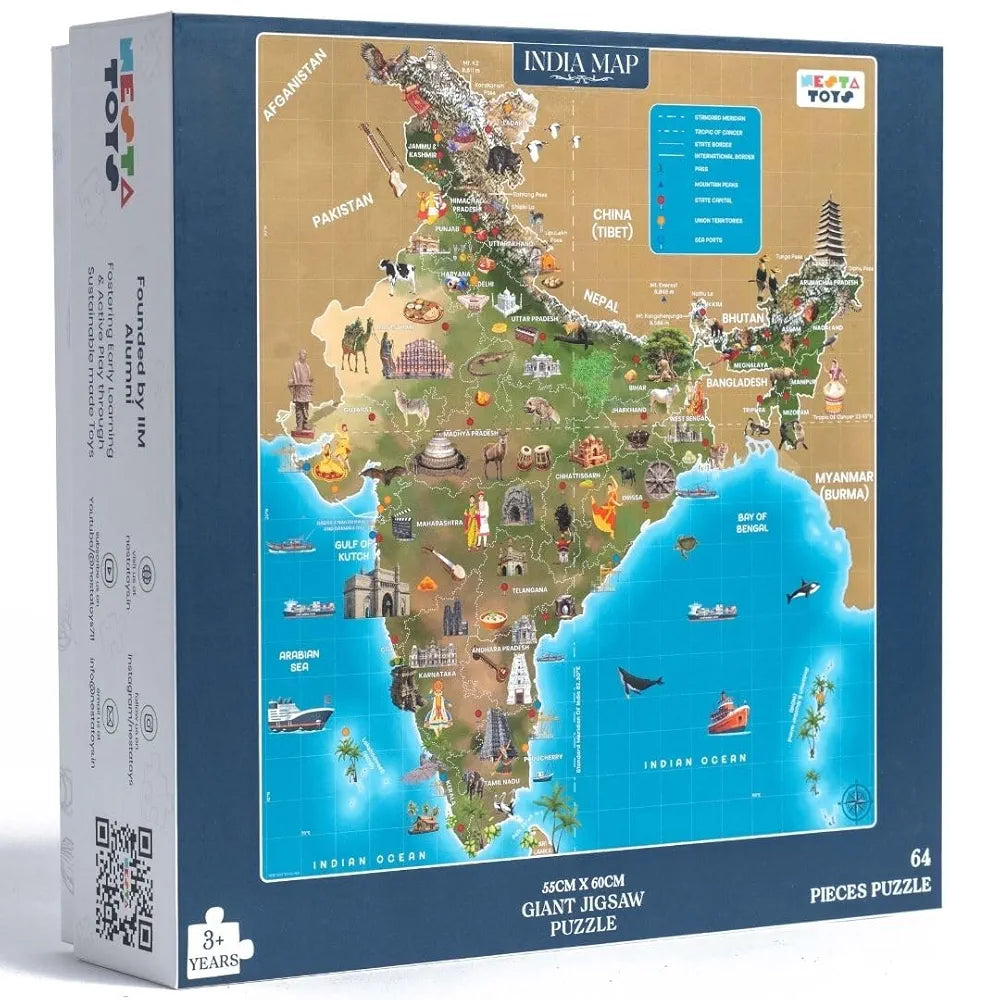 NESTA TOYS - Floor Puzzle & Game - India Map, Jigsaw & Toddler Puzzles, Educational Toy, Gifts for Boys & Girls Ages 3, 4, 5, 6, 7 | Geography for Kids 