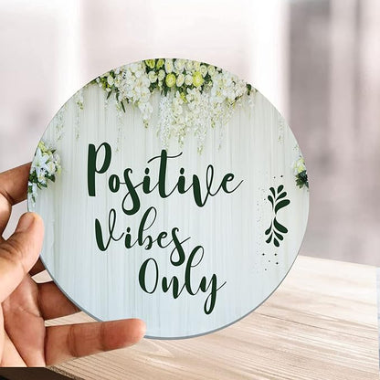 Artvibes Wooden Showpiece Idols and Figurines for Home and Office Decor | Stylish Quotes Positive Vibes Only for Table