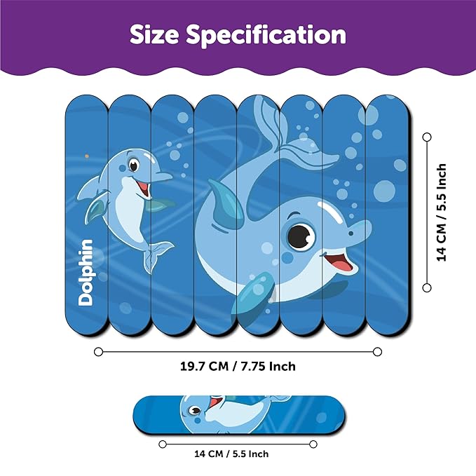 Mini Leaves Ocean Animal Strip Wooden Puzzles| Stick Puzzle Educational Puzzle for 3+ Years | Multicolor 4 Patterns 32 Pieces