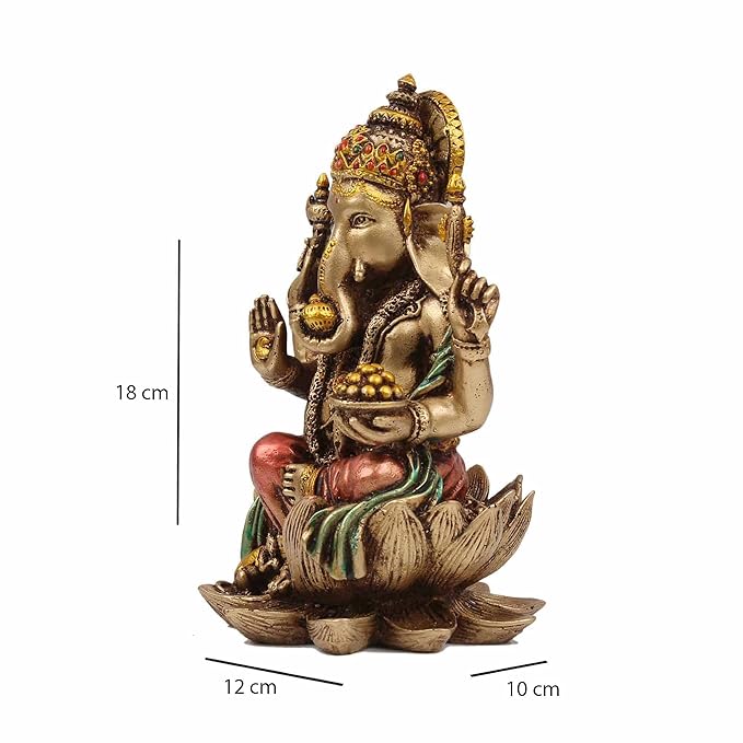 Indicast 7" Inch Cold Cast Resin Laxmi and Ganesh Showpiece Antique Home Decor and Gifting