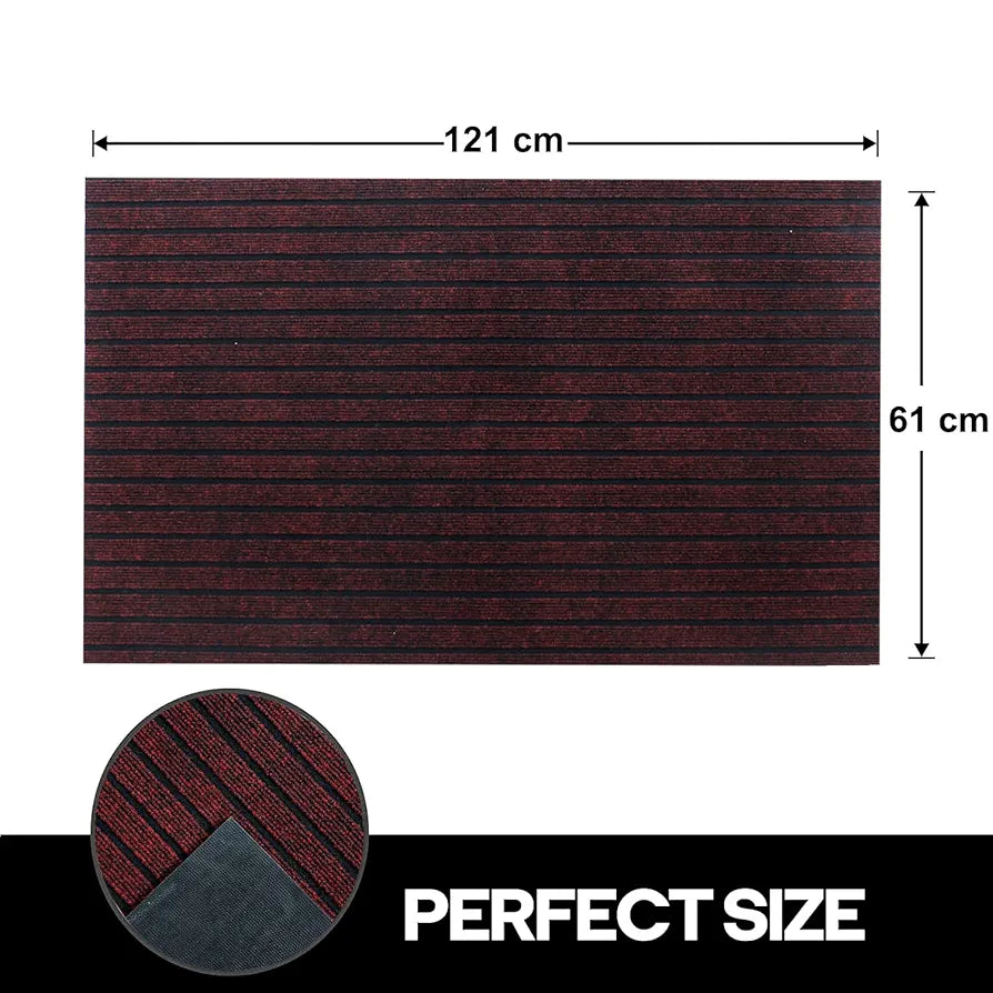 Kuber Industries Microfiber Striped Design Solid Anti-Skid Bedside Runner & Carpet for Living Room