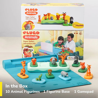 Shifu Play Plugo Animals Safari Ar-Powered Stem Toy For Kids With Rainforest, Zoo Animal Figurines -Boost Problem-Solving Skills With 3 Games, 100+ Levels, Educational Fun Learning Puzzle 