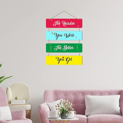 Artvibes the Harder You Work Quote Wooden Wall Hanger for Home Decor