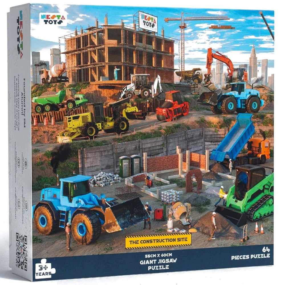 NESTA TOYS - Floor Puzzle & Game -Construction Site & Vehicles, Jigsaw & Toddler Puzzles, Educational Toy, Gifts for Boys & Girls Ages 3, 4, 5, 6, 7 