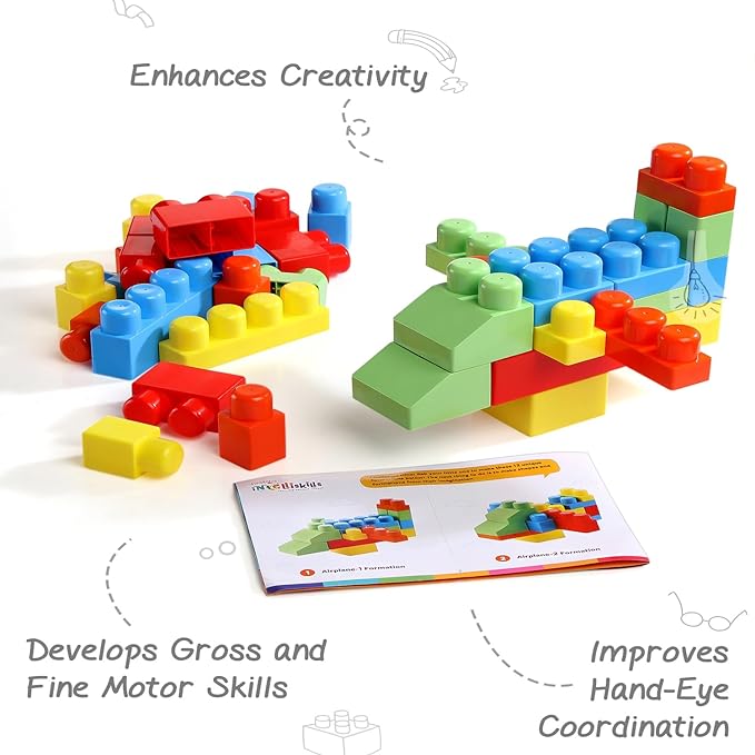 Firstcry Intelliskills Premium 40 Pcs Mega Building Blocks for Kids for 3 Years | Construction Block Set for Kids Fun Learning Educational Toy