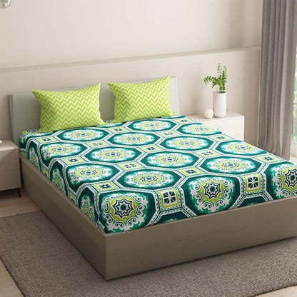Wakefit Bedsheet For King Size Bedsheet King Size Bed Cotton 2 Pillow Covers Elastic Fitted Sheet Gracy Multicolor