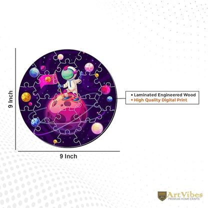 Artvibes Wooden Premium Astronaut on the Planet Puzzles for Kids Age 2 and 3 | 19 Piece Puzzles | Fun Learning Brain Booster for Kids