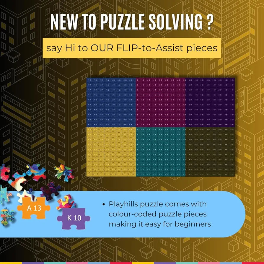 Playhills Skyline Buildings, Manhattan  Global Architecture Wooden Jigsaw Puzzle for Children and Adults 8+ Years| Focus, Mind Relaxation Puzzles Family and Activity Games