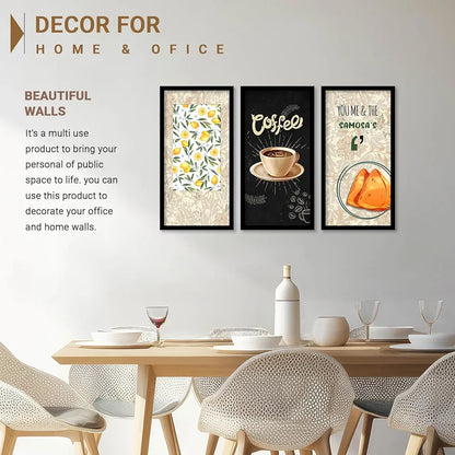 Kotart Quotes Posters with Frame for Restaurant Wall Decoration Coffee Set of 3