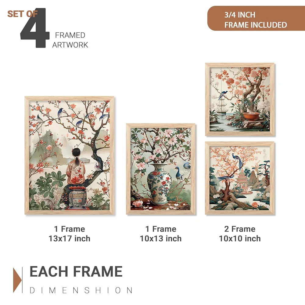 Kotart Nature Inspired Modern Art Paintings with Frame Set of 4 Frames C