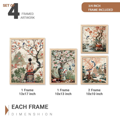 Kotart Nature Inspired Modern Art Paintings with Frame Set of 4 Frames C