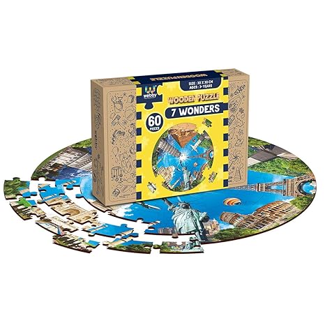 Webby Wooden Seven Wonders of The World Jigsaw Puzzle 60 Pcs Multicolor