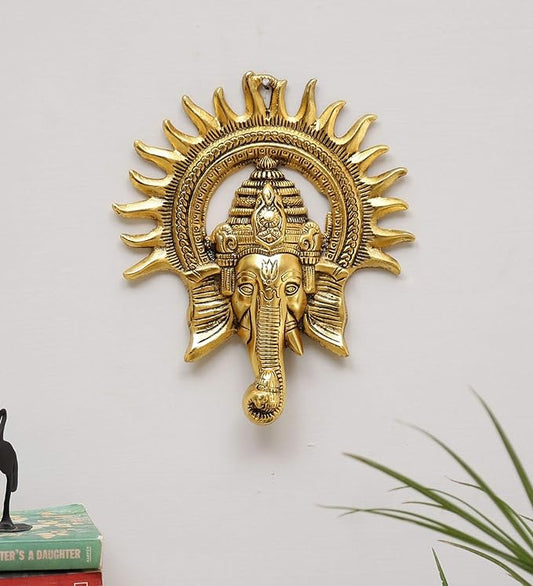 KridayKraft Metal Ganesha ji Statue Ganpati Wall Hanging Sculpture Lord Ganesh Idol