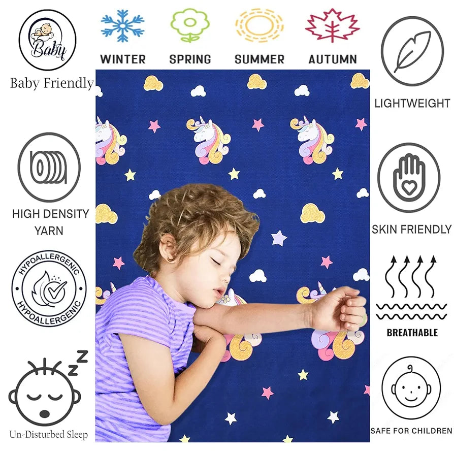 Fresh From Loom Bed Sheet Cartoon Printed Double Bedsheets King Size for Kids with 2 Pillow Cover 144 TC Dinosaur Blue
