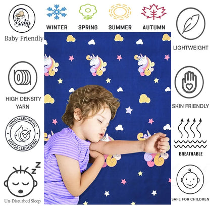 Fresh From Loom Bed Sheet Cartoon Printed Double Bedsheets King Size for Kids with 2 Pillow Cover 144 TC Dinosaur Blue