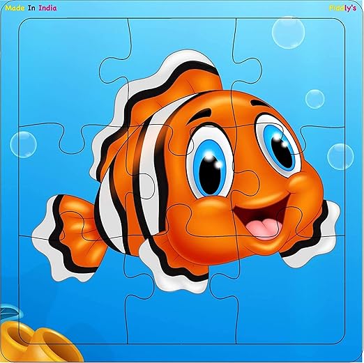 Fiddly's Wood Jigsaw Puzzles for Kids & Children - 9 Pieces | Animal & Sea - Pack of 6 | Age 3+