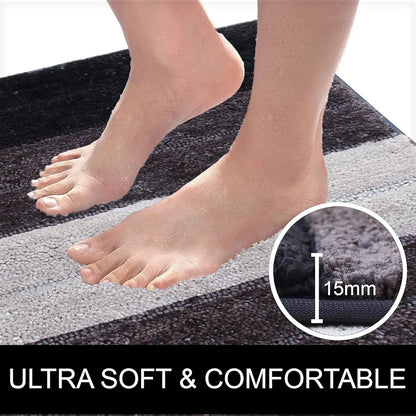 Luxe Home International Microfiber Rectangular Bath mat Soft Anti Slip Skid Luxury Mats 40X60 Cm Colour Anthra (Pack of 2)