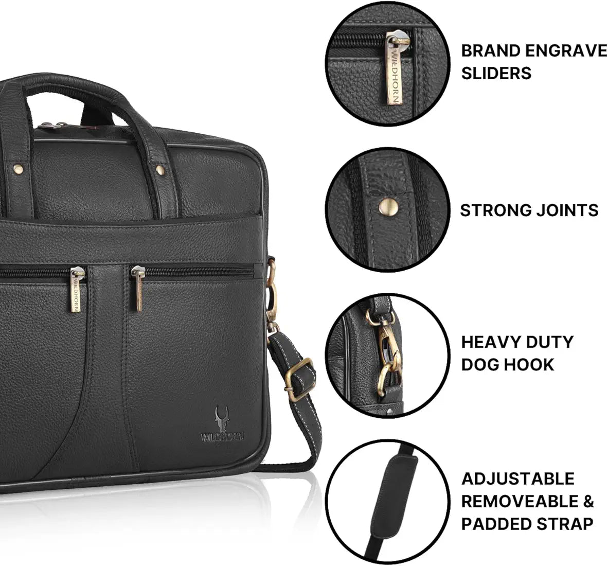 WildHorn Leather Laptop Messenger Bag for Men