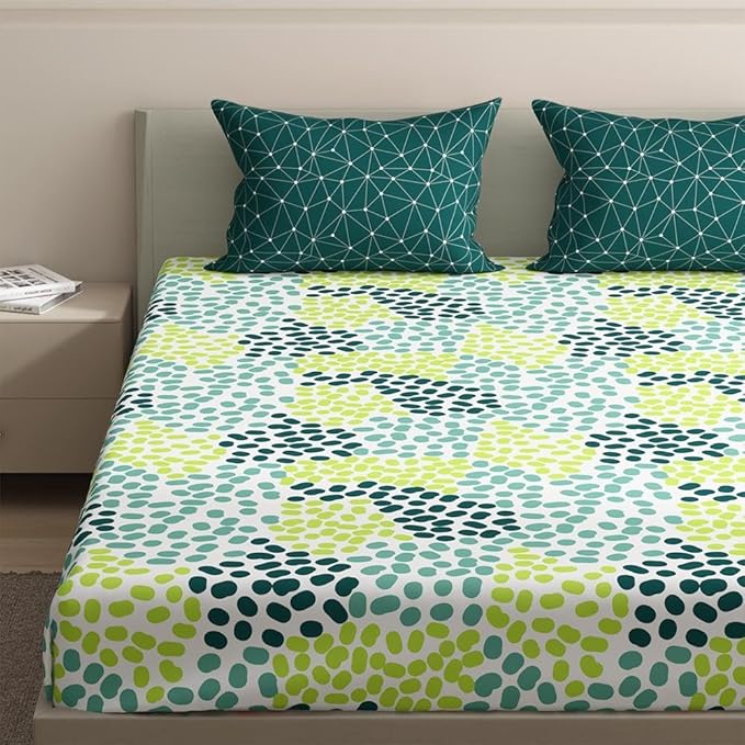 Wakefit Bedsheet for Queen Size Bedsheet for Queen Size Bed 2 Pillow Covers Elastic Fitted