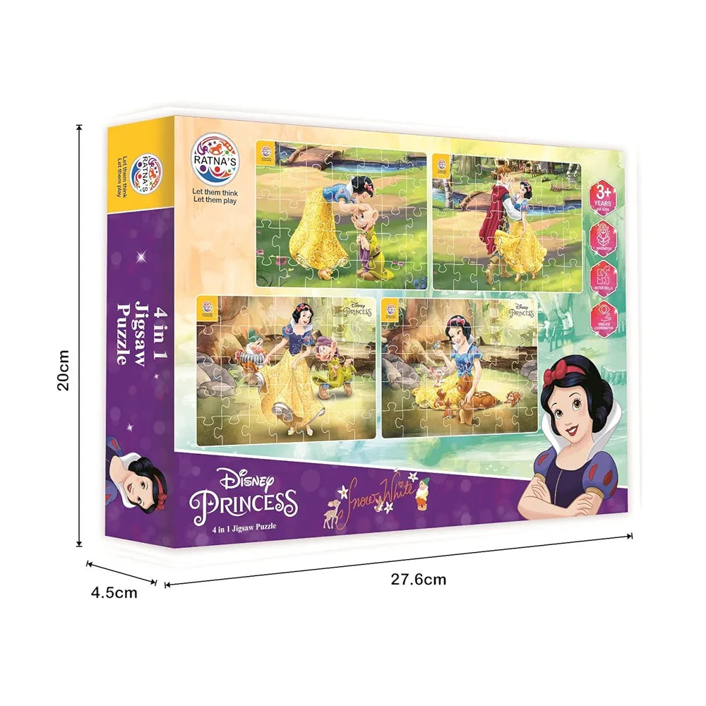 Ratna's 4 in 1 Princess Snow White Jigsaw Puzzle 140 Pieces for Kids. 4 Jigsaw Puzzles 35 Pieces Each