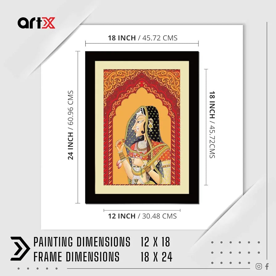 ArtX Paper Premium Rajasthani Bani Thani Wall Art Multicolor