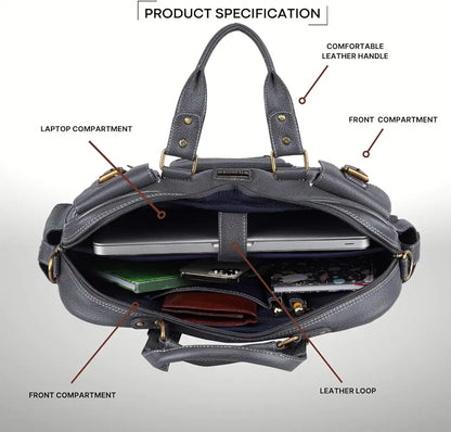 WildHorn Leather Laptop Bag for Men/Office Bag for Men | Fits Upto 15.6 Inch Laptop/MacBook | Laptop Messenger Bag/Leather Bag for Men I Dimension : L-16 inch W-4 inch H-13 inch