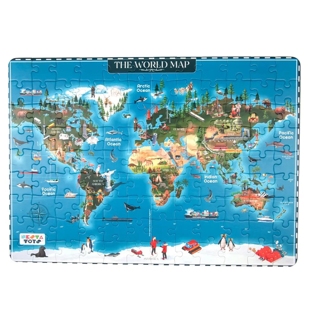 NESTA TOYS - Floor Puzzle & Game, World Map Jigsaw Puzzle, Educational Toy, Gifts for Boys & Girls Ages 6 to 14 | Geography for Kids | 108 pcs, 70 x 50 cm