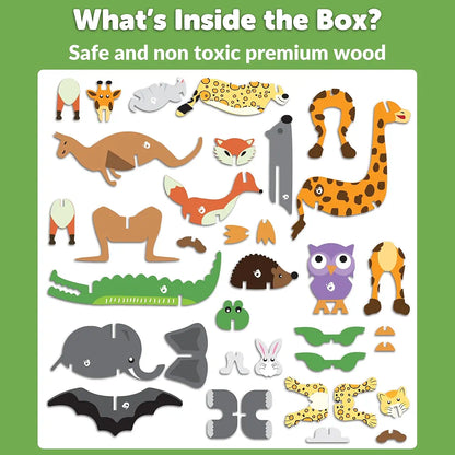 Butterfly EduFields 3D Wooden Animal Puzzles for Kids  | DIY Educational Toys for Boys & Girls | Birthday Gift for 2, 3, 4 Year Old Kids | Montessori Learning & Craft Kit