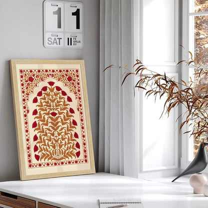 ArtX Paper Elephant Kalamkari Art Paintings with Frame Set of 2