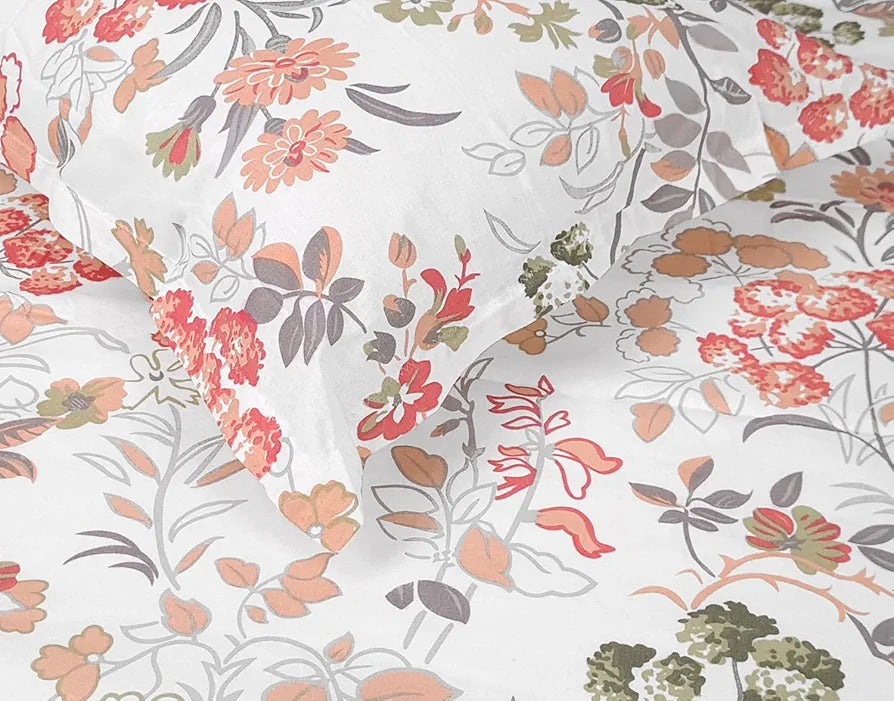 Divine Casa 144 TC 100% Cotton Bedsheet for Single Bed with 1 Pillow Cover Colour Peach Blush