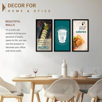Kotart Quotes Posters with Frame for Restaurant Wall Decoration Momo Set of 3