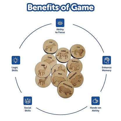 Mini Leaves Wooden Memory Card Game for Kids | Forest Animal Puzzle Set With Wooden Box