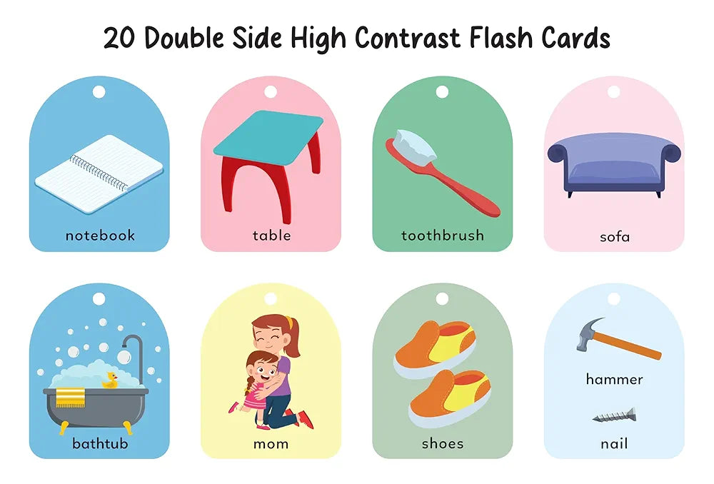 First Objects Baby's Flash Card Learning Educational Toy for Toddler Kids Ages 3 Month+ Best Birthday Gift Early Learning - 20 Cards for Upto 2 Years