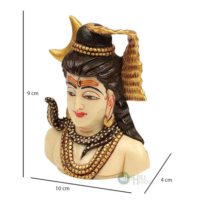 Indicast Resin 4" Inch Lord Shiva Head Painting Mahadev Shiva Idol Statue for Home Decor Handcrafted Shankara Murti