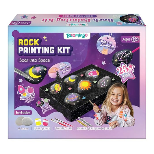 Bloomingo Art & Craft Kit - Rock Painting Kit Soar Into Space | Fun Diy Rock Painting Kit for Kids