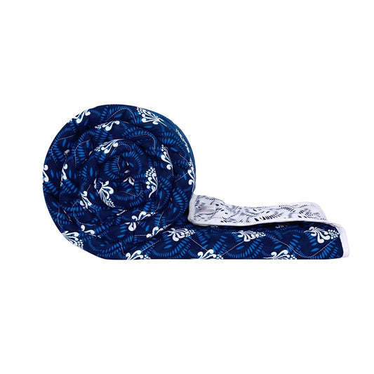 Divine Casa 120 GSM Microfiber Single Bed Comforter Soft & Lightweight Reversible AC Blanket Colour Medieval Blue