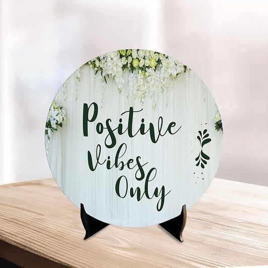Artvibes Wooden Showpiece Idols and Figurines for Home and Office Decor | Stylish Quotes Positive Vibes Only for Table