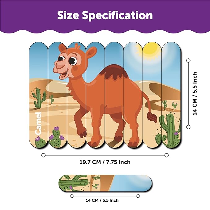 Mini Leaves Animal Theme Strip Wooden Puzzles | Picture Puzzle Strip for 3+ Years Kids | Multicolor 4 Patterns 32 Pieces