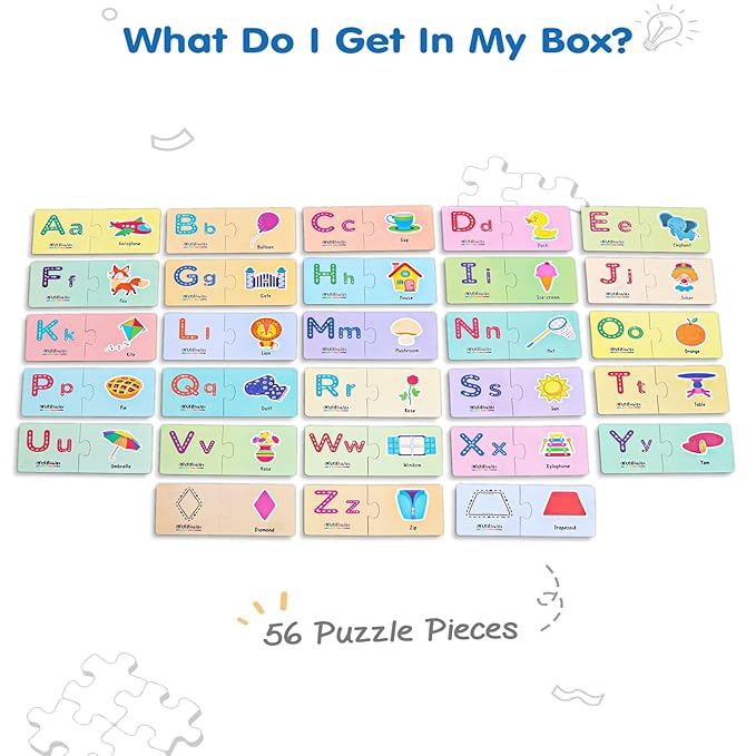 Firstcry Intelliskills Premium 56 Pcs Alphabets & Numbers Jigsaw Puzzle for Kids | Learn With Spell & Count Puzzles