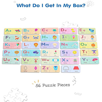 Firstcry Intelliskills Premium 56 Pcs Alphabets & Numbers Jigsaw Puzzle for Kids | Learn With Spell & Count Puzzles