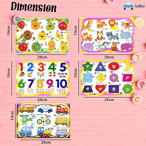 FunBlast Set of 5 Puzzle Board Wooden Toys Educational Toys for Kids Wooden Colorful Board