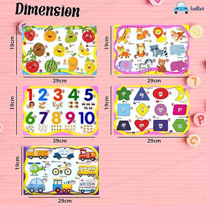 FunBlast Set of 5 Puzzle Board Wooden Toys Educational Toys for Kids Wooden Colorful Board