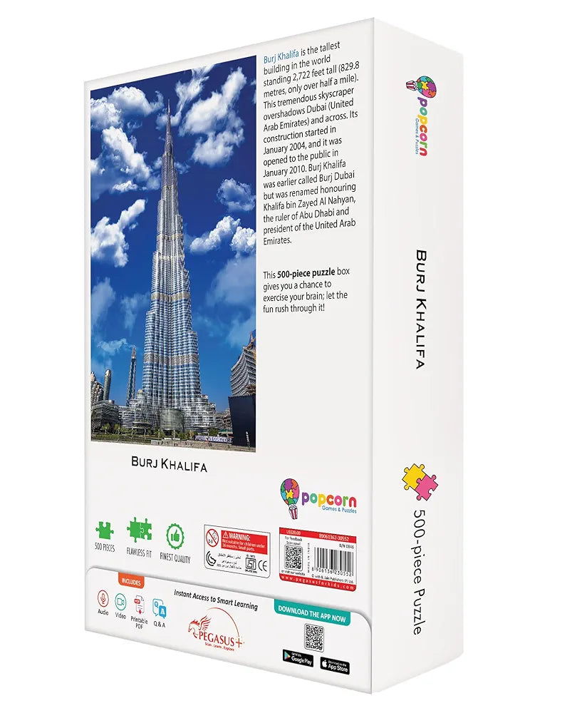 Popcorn Puzzle for Kids Burj Khalifa 500 Piece Jigsaw Puzzles Game for 7+ Years Old Childrens and Adults | Indoor Brain Booster Games and Gifts for boy and Girl