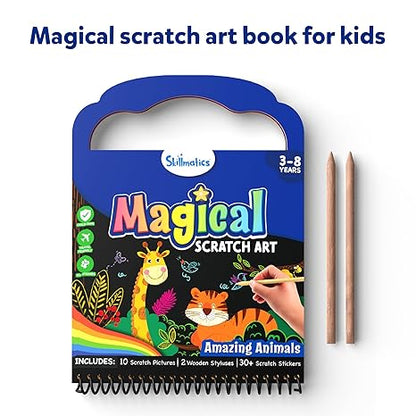 Skillmatics Paper Magical Scratch Art Book For Kids Animals Craft Kits Diy Activity