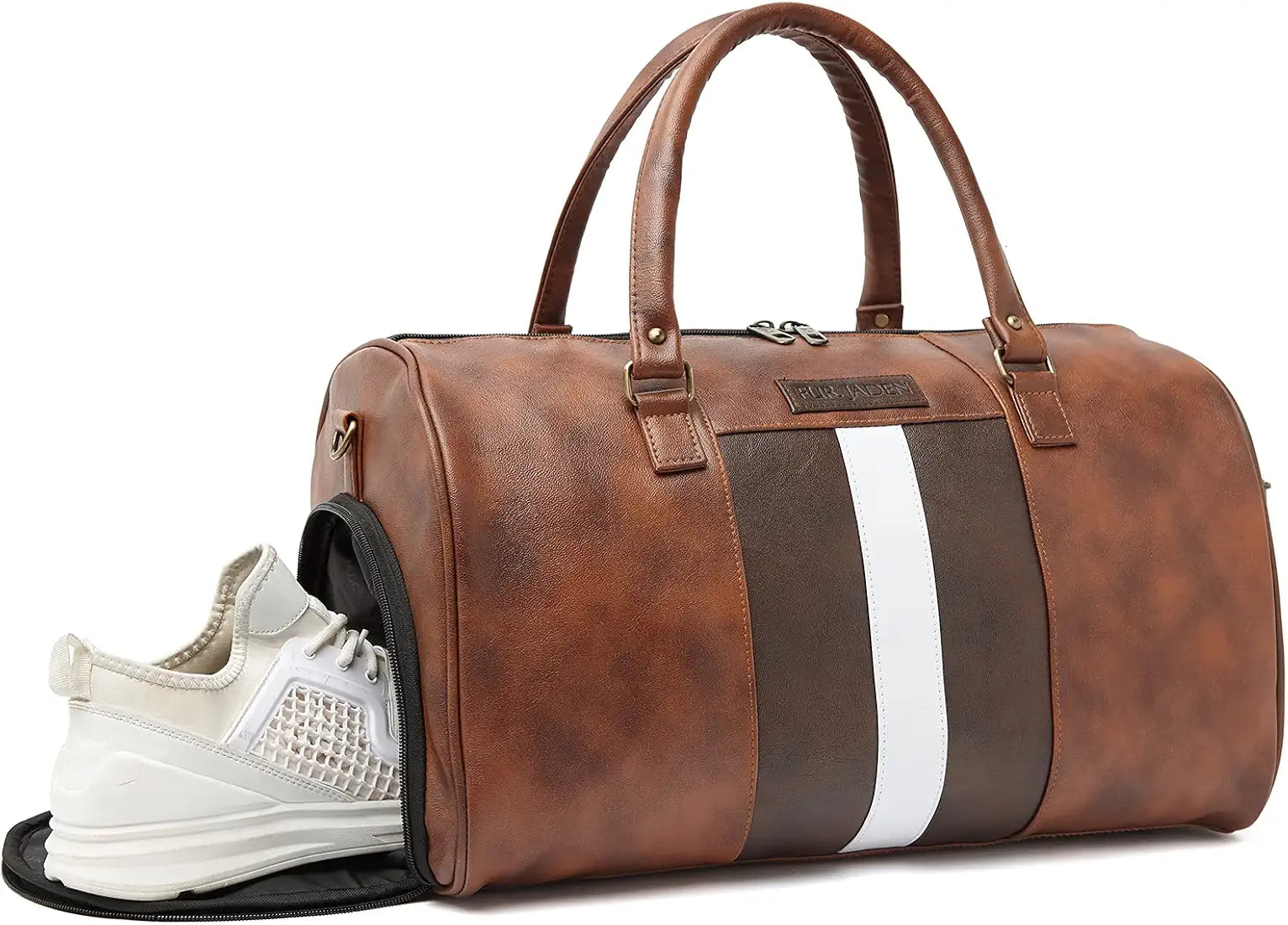 Fur Jaden Weekender Travel Duffle Bag with Separate Shoe/Laundry Compartment for Men & Women Made of Vegan Leather