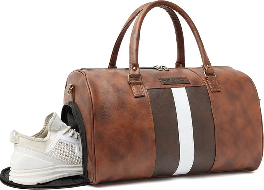 Fur Jaden Weekender Travel Duffle Bag with Separate Shoe/Laundry Compartment for Men & Women Made of Vegan Leather