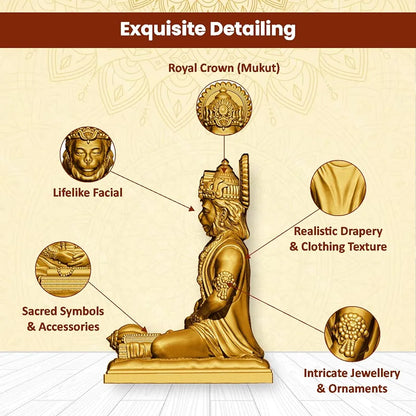 Jd Fresh 4.5 Inch Bajrangbali Statue with Gada - Gold