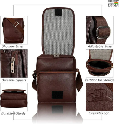 Leather World Sling Bag for Men PU Leather Messenger Cross Body Travel Office One Side Chest Shoulder Bag for Men & Women