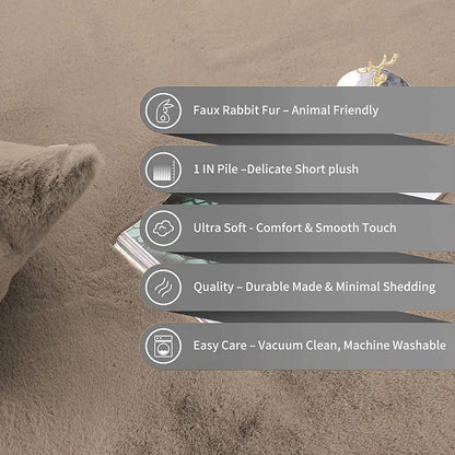 Luxe Home International Ruffle Bath Mat Rabbit Fur 1000 GSM Bathroom Door Rectangular Foot Mats 45X75 Cm Colour Taupe